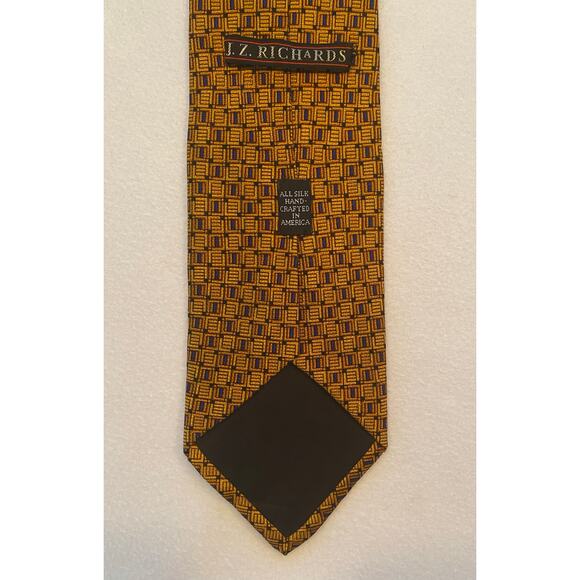 JZ Richards All Silk Handmade Necktie Geometric Elegant L:61” W:3.75” - Picture 3 of 4